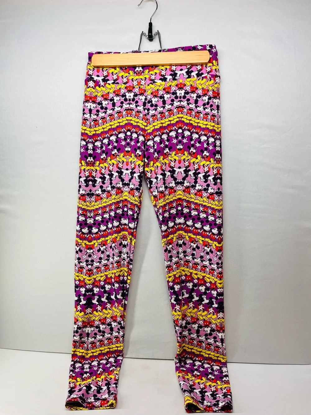 LuLaRoe Mickey Mouse Purple Pink Yellow‎ Character Print Leggings